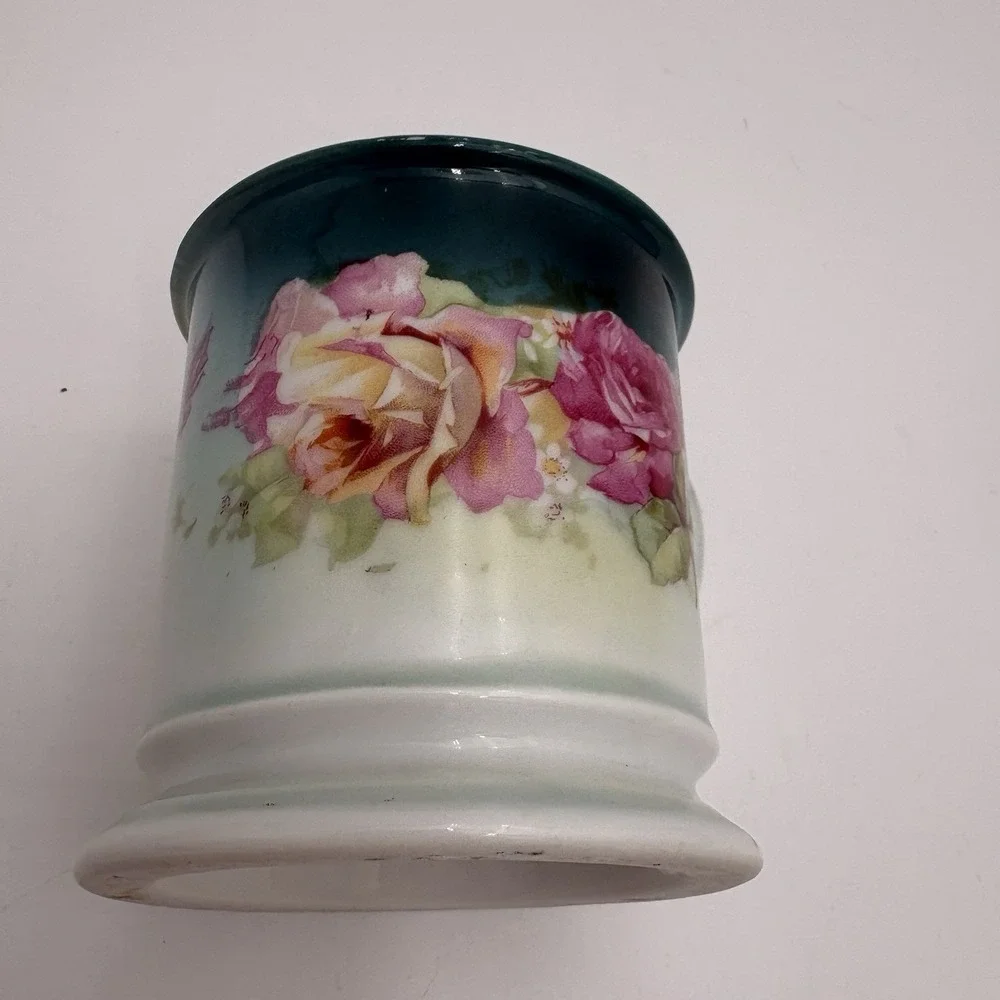 Vintage‎ Shaving Mug Cup Porcelain Pink Roses Floral Stamped